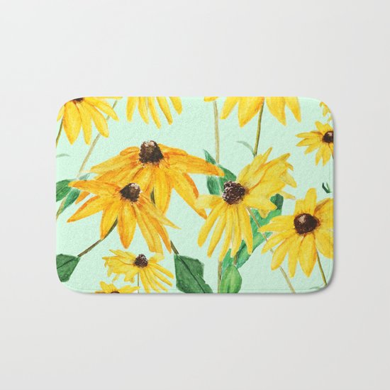 yellow sun choke flower 2 Bath Mat