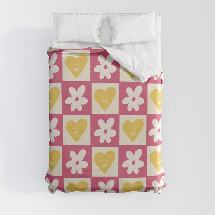 Spring of Flowers and Love - Yellow Happy  Duvet Cover