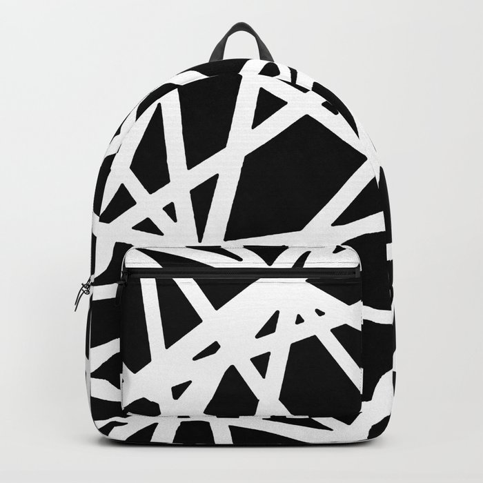 White Lines And Irregular Black Shapes Abstract Design Backpack
