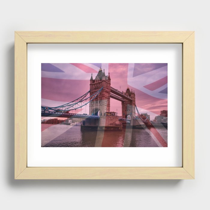 Tower Bridge with Union Jack Recessed Framed Print