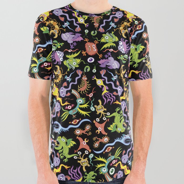 Terrific monsters posing for a colorful pattern design All Over Graphic Tee