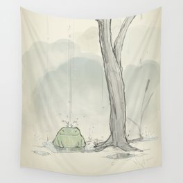 The frog under the rain Wall Tapestry
