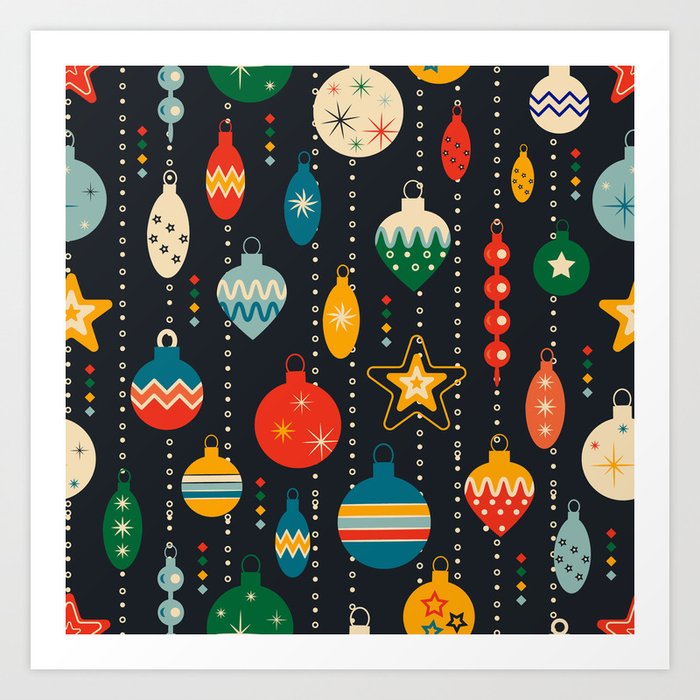 Cute Party Christmas Ornaments Winter Wonderland Patterns-Trending Merry Christmas Holidays Gift Art Print