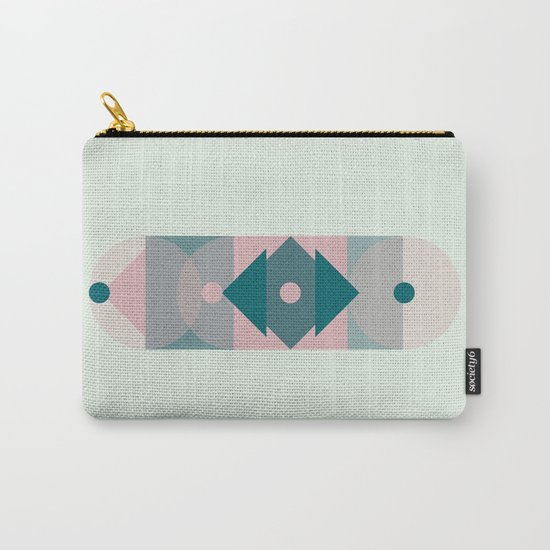 Nr. 2 Geometric Totem Pole Blush Pink and Green Carry-All Pouch