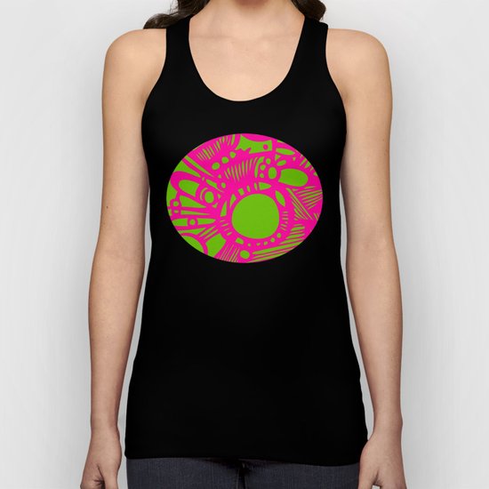 INK#3 Pink hen in the backyard Unisex Tank Top