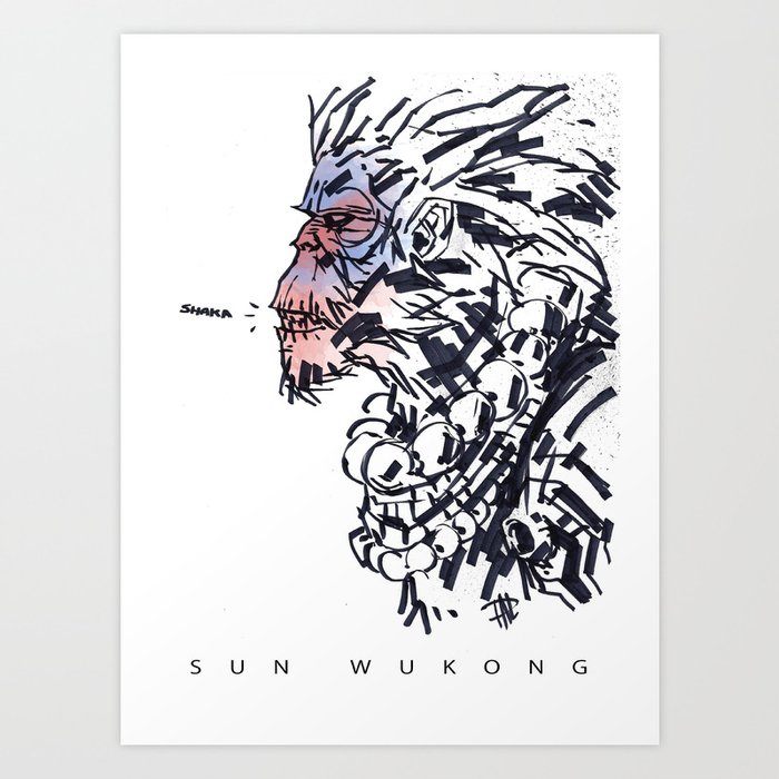 Sun Wukong The Monkey King Art Print By Paul Lucido Society6