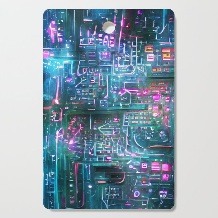 Over the Neon City Cutting Board