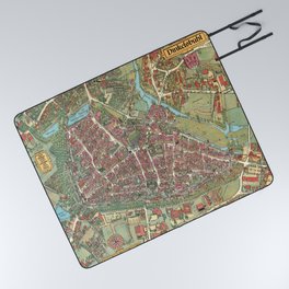  Vintage Map of Dinkelsbuehl, Germany Picnic Blanket