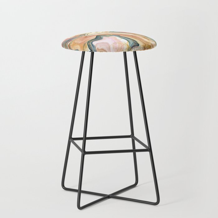 Marbled Blue and Rose with Gold Bar Stool