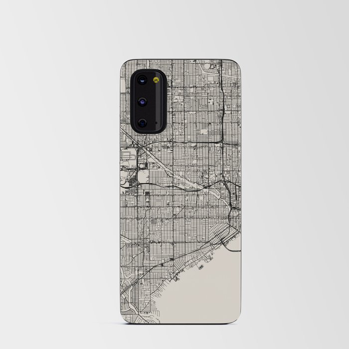 USA, Miami - City Map - Black and White Aesthetic Android Card Case