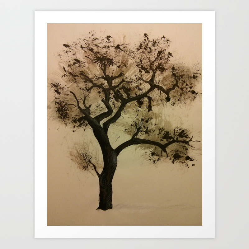 Oak Tree Silhouette Art Print By Nashife Society6 Oak Tree Silhouette Art Print By Nashife Society6