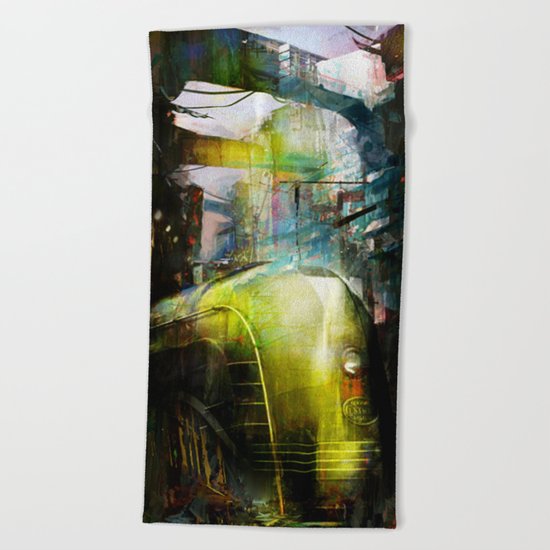 Last train to Mars Beach Towel