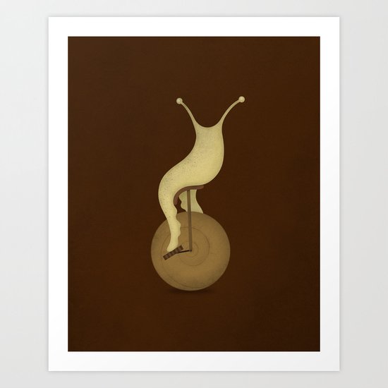 Snail Unicyle Art Print