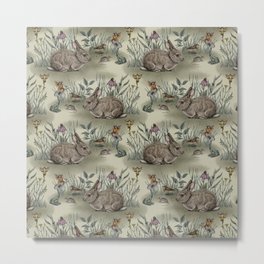 Woodland Fairies with Bunnies, Toads, Mice & Birds Metal Print | Mice, Drawing, Toads, Bunnies, Mushrooms, Enchantedforest, Fantasy, Somecallmebeth, Rabbit, Fairytale 