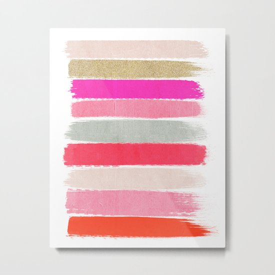 Minnie - Abstract Brushstroke pattern print in modern colors gold pink Metal Print