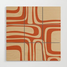 Palm Springs - Midcentury Modern Retro Pattern in Mid Mod Beige and Burnt Orange Wood Wall Art
