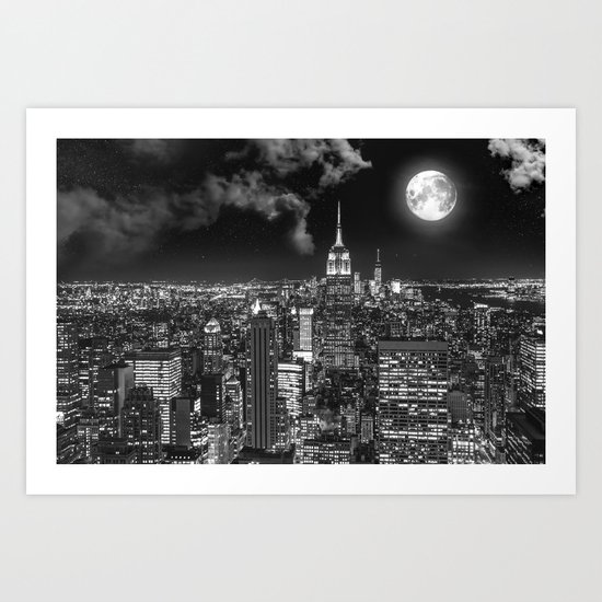 New York Under the Moon Art Print