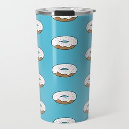 Vanilla Donut with Rainbow Sprinkles Pattern (Blue) Travel Mug