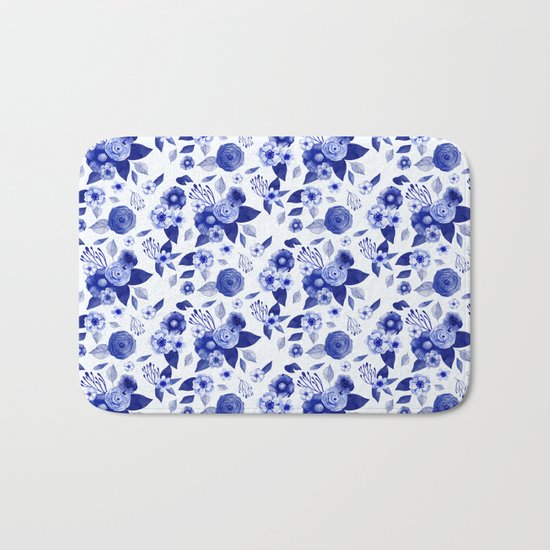 Flowers Print Bath Mat