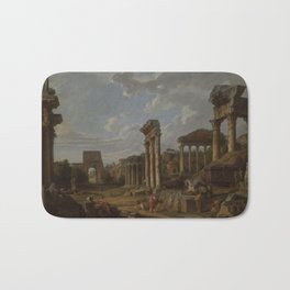 Giovanni Paolo Panini - A Capriccio of the Roman Forum Bath Mat | Artprint, Wallart, Painting, Vintage, Canvas, Old, Romanforum, Ruins, Decor, Poster 
