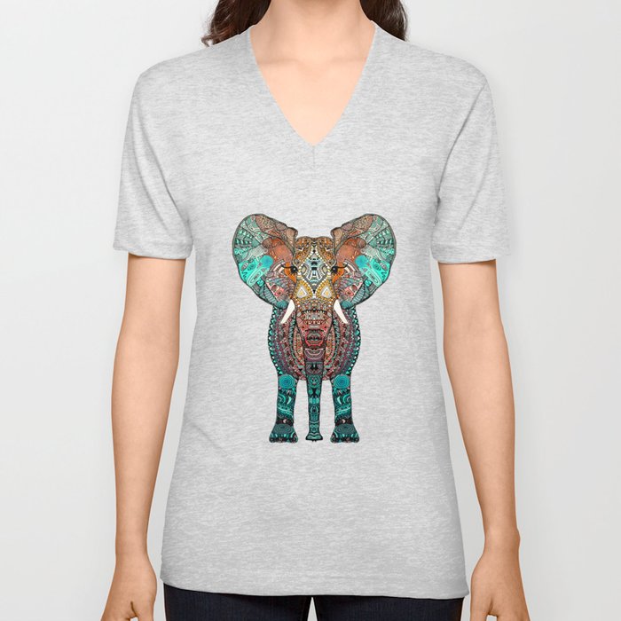 BOHO SUMMER ELEPHANT V Neck T Shirt