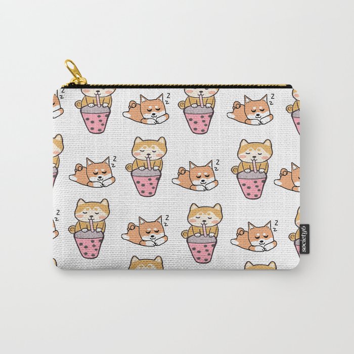 Shiba pattern with bubble tea Carry-All Pouch