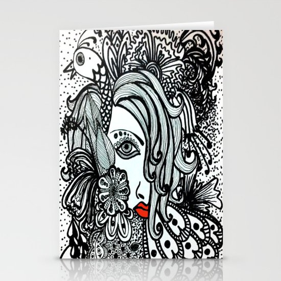 Girl in Bird Stationery Cards