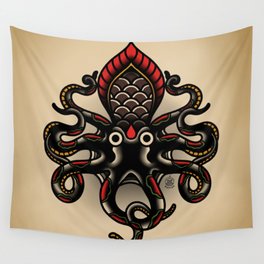 Traditional Tattoo Octopus  Wall Tapestry