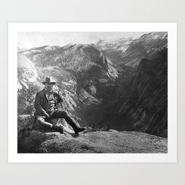 Teddy Roosevelt Sitting On Mountain Top At Glacier Point - Yosemite Circa 1903 Art Print