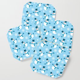 Christmas Pattern Blue Snowflake Snowman Cute Coaster