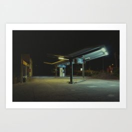 Gas station at night Art Print