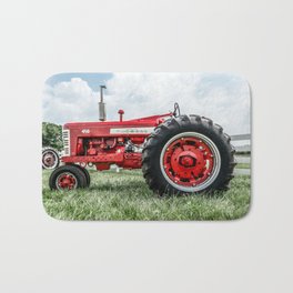 Vintage IH Farmall 450 Side View Red Tractor Bath Mat