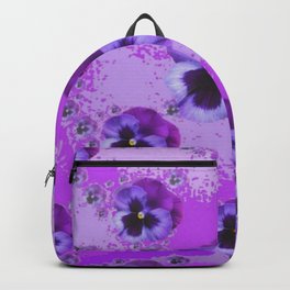 ABSTRACT ART PURPLE PANSY GARDEN  PATTERNS  FLORAL ART Backpack