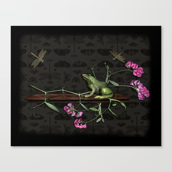 Frog and Dragonflies Canvas Print