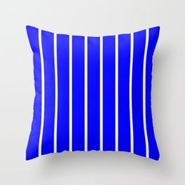 Vertical Lines (White & Classic Blue Pattern) Throw Pillow