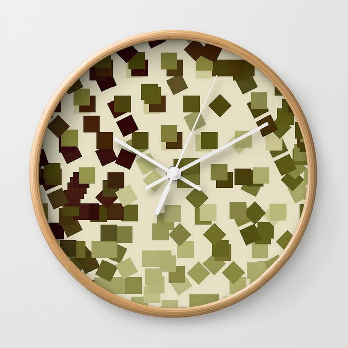 Modern Geometric Squares Forest Lime Green Wall Clock