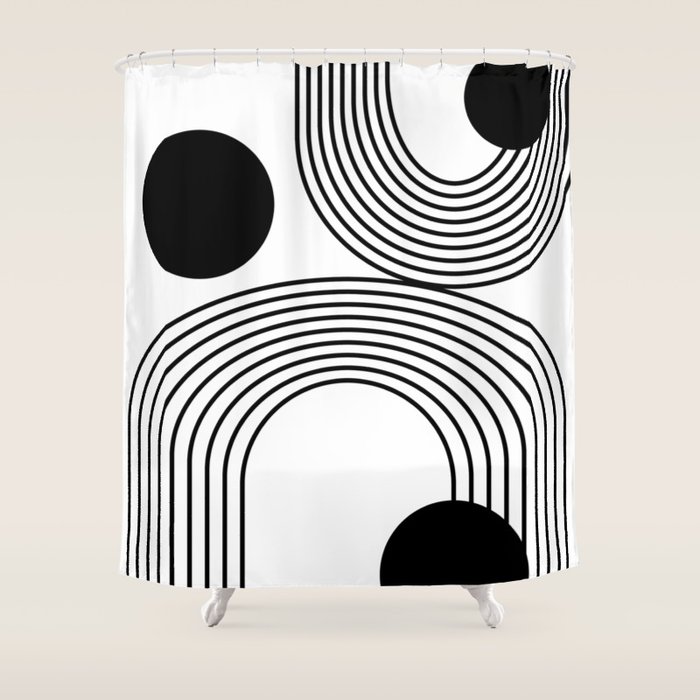 Modern Minimalist Line Art in Black and White Shower Curtain by apricot