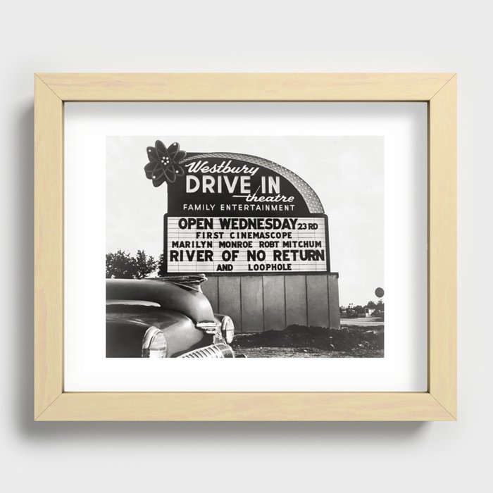 Drive-In Theater, 1954. Vintage Photo Recessed Framed Print