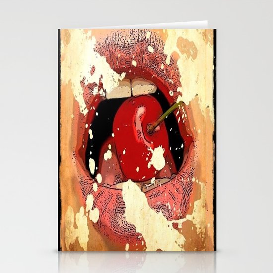 Red Cherry Lips Stationery Cards