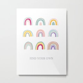 Find Your Rainbow 1 Metal Print | Boho, Pastelart, Pastelrainbows, Iloverainbows, Lotsofrainbows, Findyourrainbow, Cheerfulart, Rainbow, Bohoart, Millennialart 