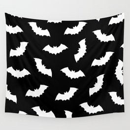 Black & White Bats Pattern Wall Tapestry