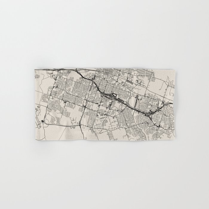 Texal, Killeen - city map - black and white Hand & Bath Towel