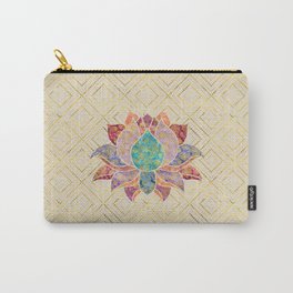 Watercolor & Gold paisley decorated lotus Carry-All Pouch