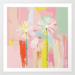 Abstract Pastel Summer Blooming Dandelions  Art Print