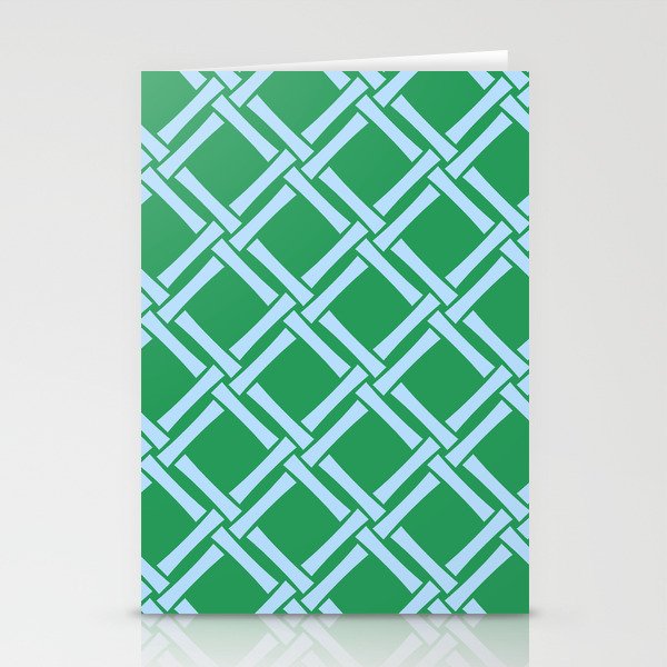 Classic Bamboo Trellis Pattern 222 Blue and Green Stationery Cards