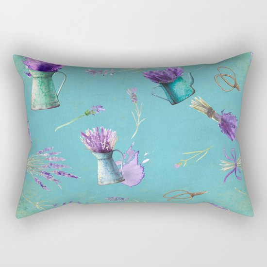 Summer Flower Provence- Lavender Flowers pattern #Society6 Rectangular Pillow