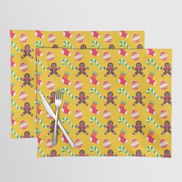 Christmas Pattern Yellow Gingerbread Ornaments Placemat