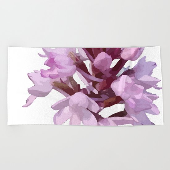 Pink Orchid Wildflower Beach Towel