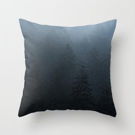 Blue Trees in Fog Great Smoky Mountains Throw Pillow