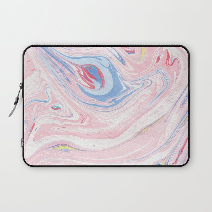 Blush pink blue pastel abstract hand painted watercolor marble Laptop Sleeve